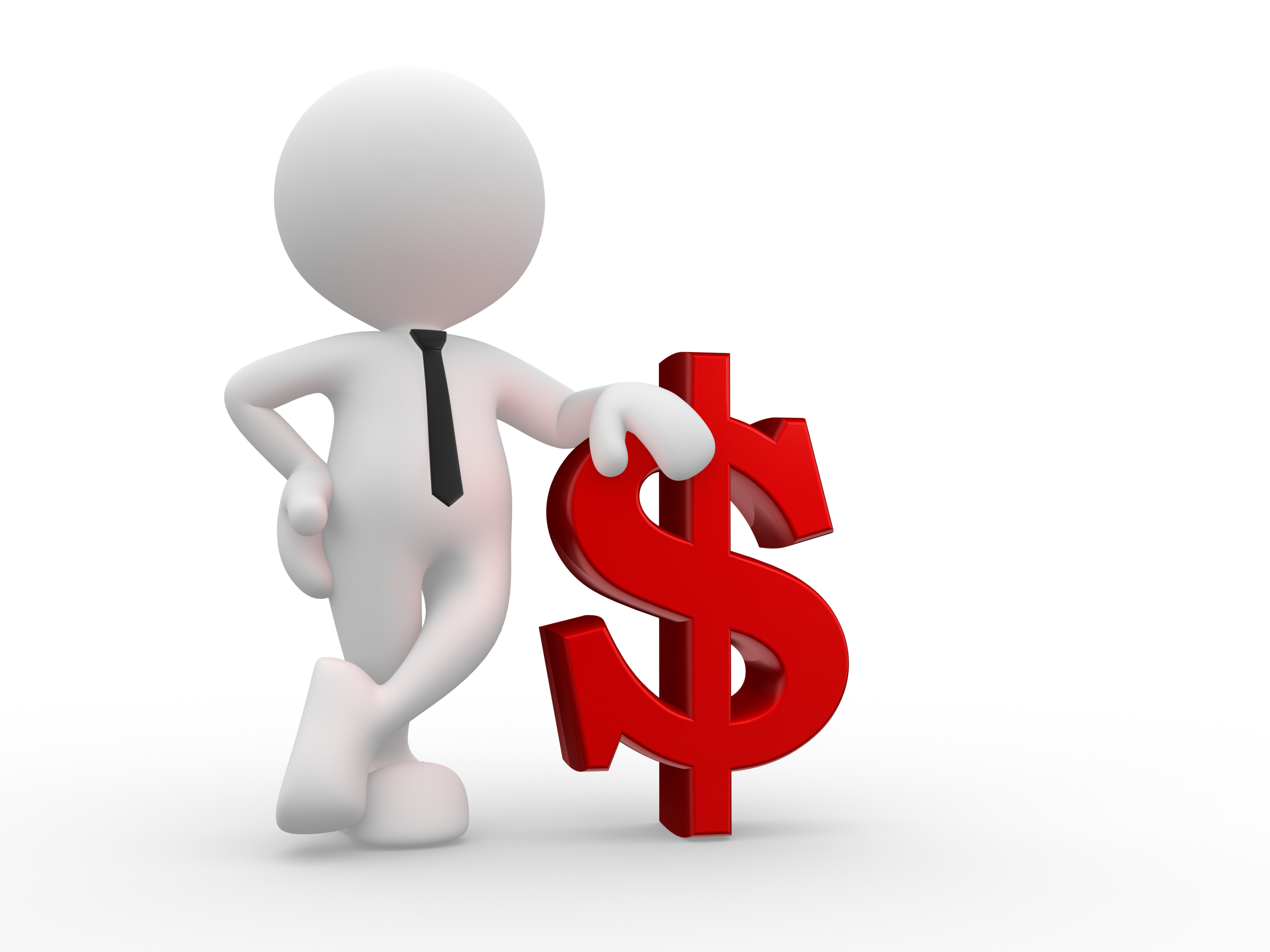 Man leaning of a dollar sign