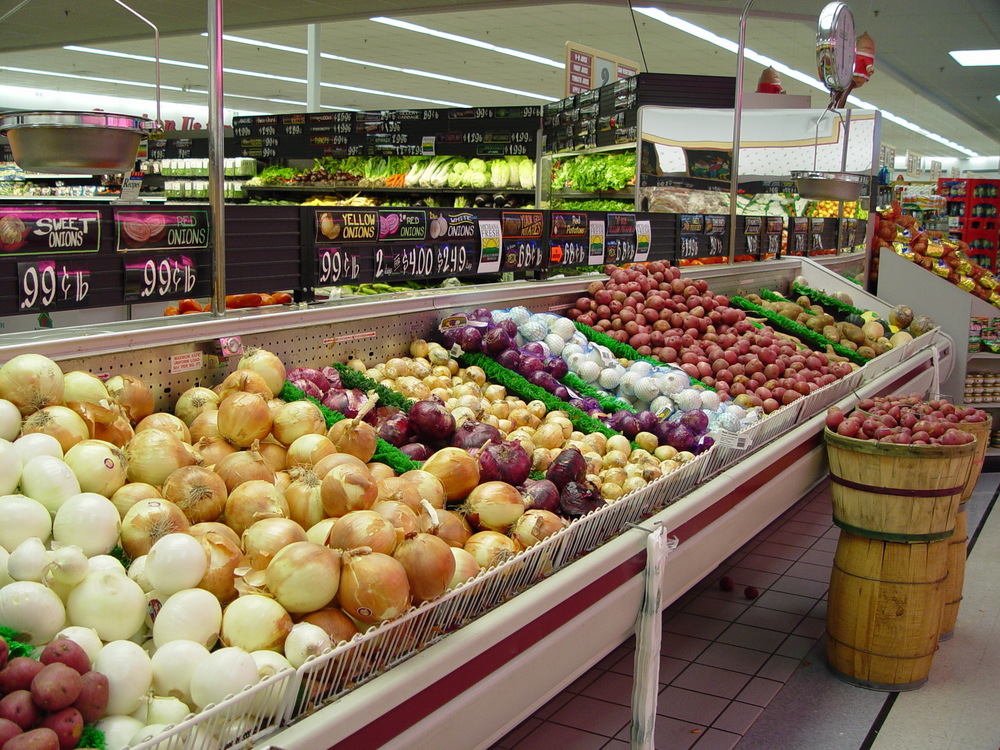 a supermarket with vegetables